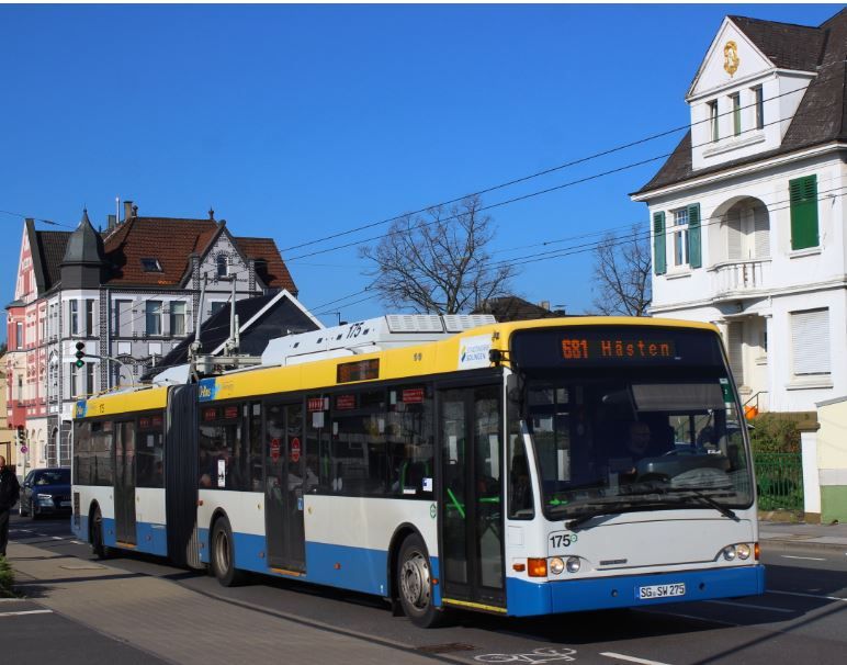 Die ältesten Gelenktrolleybusse sind die 2000/01 beschafften Berkhof/Traxis, hier Wagen 175 im März 2019. Foto: J. Lehmann